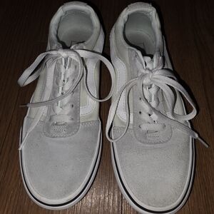Vans Light Gray and White Low Top Sneakers